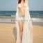 latest fashion long sleeve beach Kimono Crochet Trim Embroidered Sheer Maxi Kimono