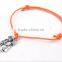 Diy orange wax cord woven bracelet new handmade wax cord knot bracelets with small metal charms