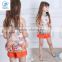 Wholesale Summer Sleeveless Beautiful Boutique Round Neck Sweet Girls t-shirt with Flowers Full Printed