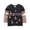 High quality stripe sleeve embroidered kids tshirts