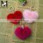 Fashion Hot Custom Heart Shape Mink Fur Accessory Pink Fur Keychain