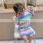 2020 Spring Korean Children's Clothing Long Western Style Rainbow Stripe t Air-conditioning Clothing Home Service