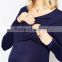 New trendy wholesale long sleeve wrap maternity blouse and top for pregnant women