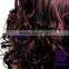 fashion inclined bang fluffy curly hair black and red big wavy wig