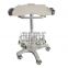 High quality aluminum alloy ultrasound machine trolley with five wheels for hospital