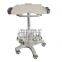 High quality aluminum ultrasound machine trolley cart with five stars wheels for hospital and clinic