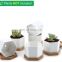 Custom 2 inch small white inndoor hexagon ceramic succulent Planter Plant Pot with bamboo tray