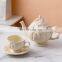 english luxury embossed european style ceramic porcelain tea and coffee cup pot gift set