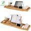 Eco-friendly Bmaboo extendable Bathtub Caddy Tray Bamboo bath Tray with Sliding Towel Holder Bath Table with Book Holder