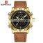 NAVIFORCE NF9144 Men Digital Quartz Movement Watch Simple Style Leather Band Watch Luminous Week Date Month Display