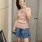 Standard round-neck knitted cashmere T-shirt pink 2025 autumn new product