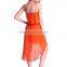 short mermaid tail dresses with adjustable elastic spaghetti strap tops gathered waist elagant latest orange chiffon dress