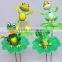 4 Inch Cartoon Plastic Frog on Lotus Garden Ornaments, Garden Sticks Quality Choice