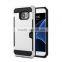 2016 new generation brushed metal hybrid smart case for Samsung Galaxy S7 shockproof phone cover with credit card slot