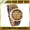 Women Bamboo material Soft Leather Band causal quartz watch japan movt