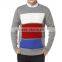 New design pattern crew neck knitwear mens contrast color sweater