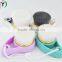 Pink green handle Top selling face cleansing makeup brush handheld gold ferrule with natural synthetic hair brushes