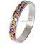 Fashion stainless steel charming bangle resin bracelet