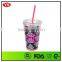 16oz bpa free double wall photo insert acrylic tumbler with straw