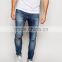 jeans sample Distressed denim man jeans pant with Rip Knee stocklot jeans(LOTA030)