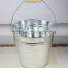 metal water bucket with wooden handle
