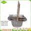 Vintage handmade indoor willow wicker artificial flower girl basket with long handle for your decoration