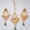 POLKI RED GREEN EARRING PAIR TIKA GOLD TONE hair accessory
