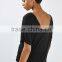 JXY Basic Black Batwing V Tee for Women