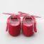 Girls dance red faux soft leather baby shoes