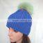 Myfur Wholesale Customized Woolen Yarn Knitted Beanies With Real Fur Bobble Top