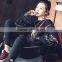 B22679A Korea women lace stitching nail bead blouse hoodies