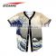 Custom 100% polyester Mens Active Short Sleeve Button Up Baseball Jersey Shirt
