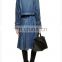 women side slit pocket slim denim trench coat fashion design