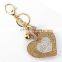 heart shape rhinestone leather keychain for bagpack