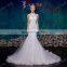 2015 new design sleeveless backless high neck halter wedding dress with trail