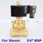 GOGO Normally open 16bar Brass high temperature steam 2 way solenoid electric water valves 3/4 inch 12V DC Orifice 20mm PTFE
