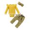 2020 girls European and American multicolor creeper long sleeve Romper rose floral pants with headdress three piece set
