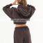 Wholesale New arrival  2 two piece set  women clothing of oversize cropped top hoodie and jogger pants sets