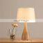 Ad CE Rosh TUV Contemporary Wood Wooden Table Lamp With White Square Drum Fabric Shade Hot Selling Lights Coffee Table