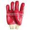 Oil & Chemical Resistant Hand Protection Cotton Interlock Knit Wrist Red PVC Gauntlet Gloves
