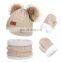3Pcs Kids Winter Knitted Hat Scarf Gloves Set with Warm Fleece Lined for Children Girls Boys of 1-3 Years