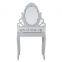 Dressing Table Mirror & Padded Stool Set Wooden Vanity 4 Drawers Makeup Dresser Furniture