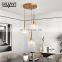 HUAYI Modern Style Copper Crustal E14 Chandelier Kitchen Dinoing Room Nordic Hanging Pendant Light