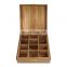 MSL 12 Compartments Large Acacia Wood Tea Bga Box Storage Organizer With Lock