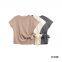 New style European-style women's casual and versatile off-shoulder short-sleeved soft knitted T-shirt