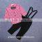 hot sale autumn child clothing set red shirt and black pants boys autumn cotton casual kids clothes set