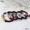 C Shape Python Leather Bracelet Stainless Steel High End Zircon Stone Crystal Red Black Leather Gold Plated Clasp Bangle