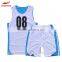 Newest plain design breathable basketball jersey set white and blue