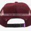 Red Wine Flat Brim Trucker Cap With Foam Mesh Hat