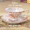 elegant flower decal with gold-rim round shape porcelain cup & saucer 200ml bone china cup with saucer